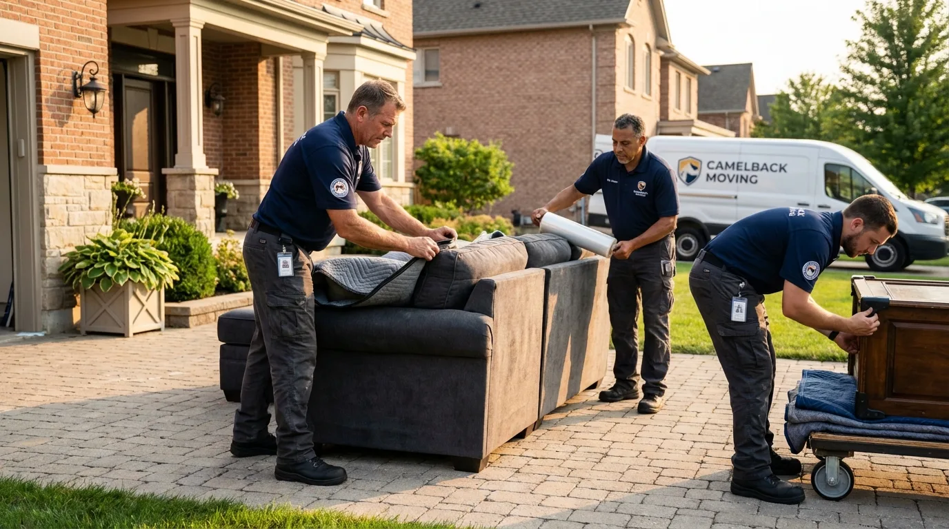 Large estate moving crew wrapping furniture in Lake City, CO